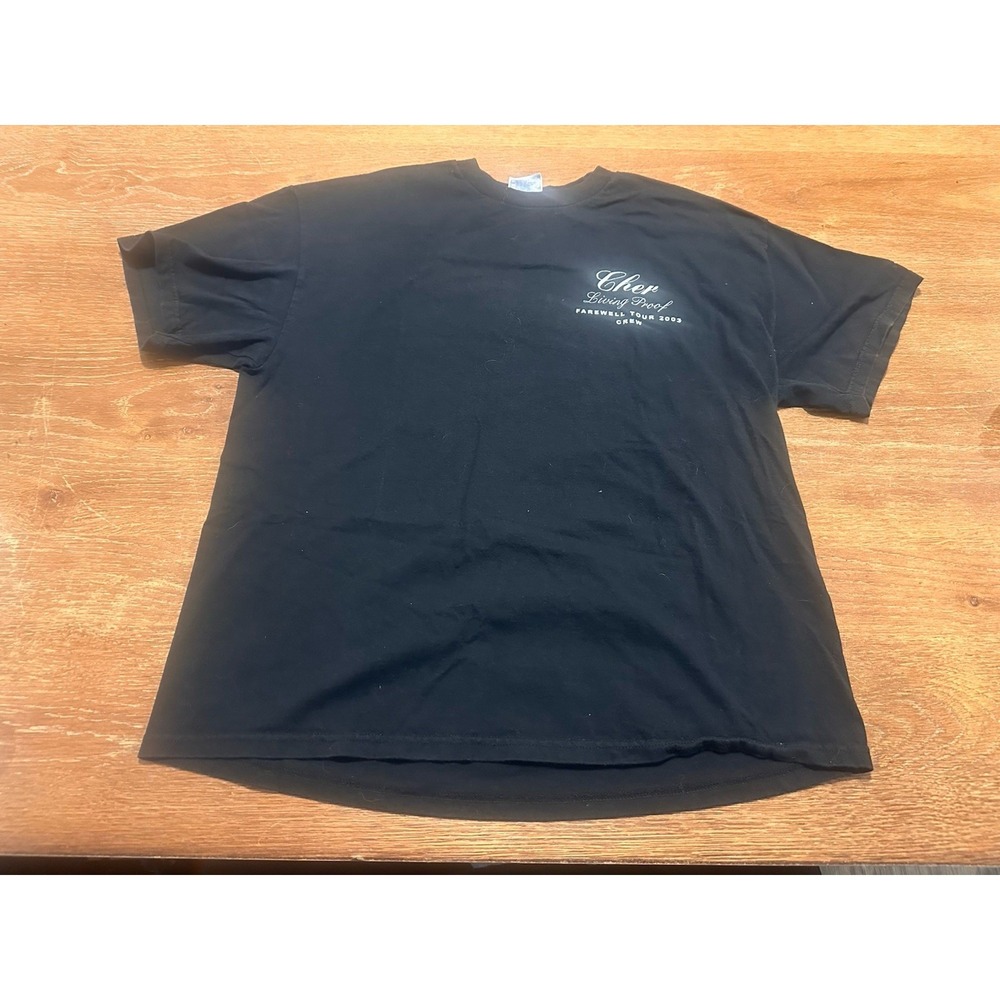 Vintage 2003 Cher Living Proof Farewell Tour Crew Shirt Size XL Black